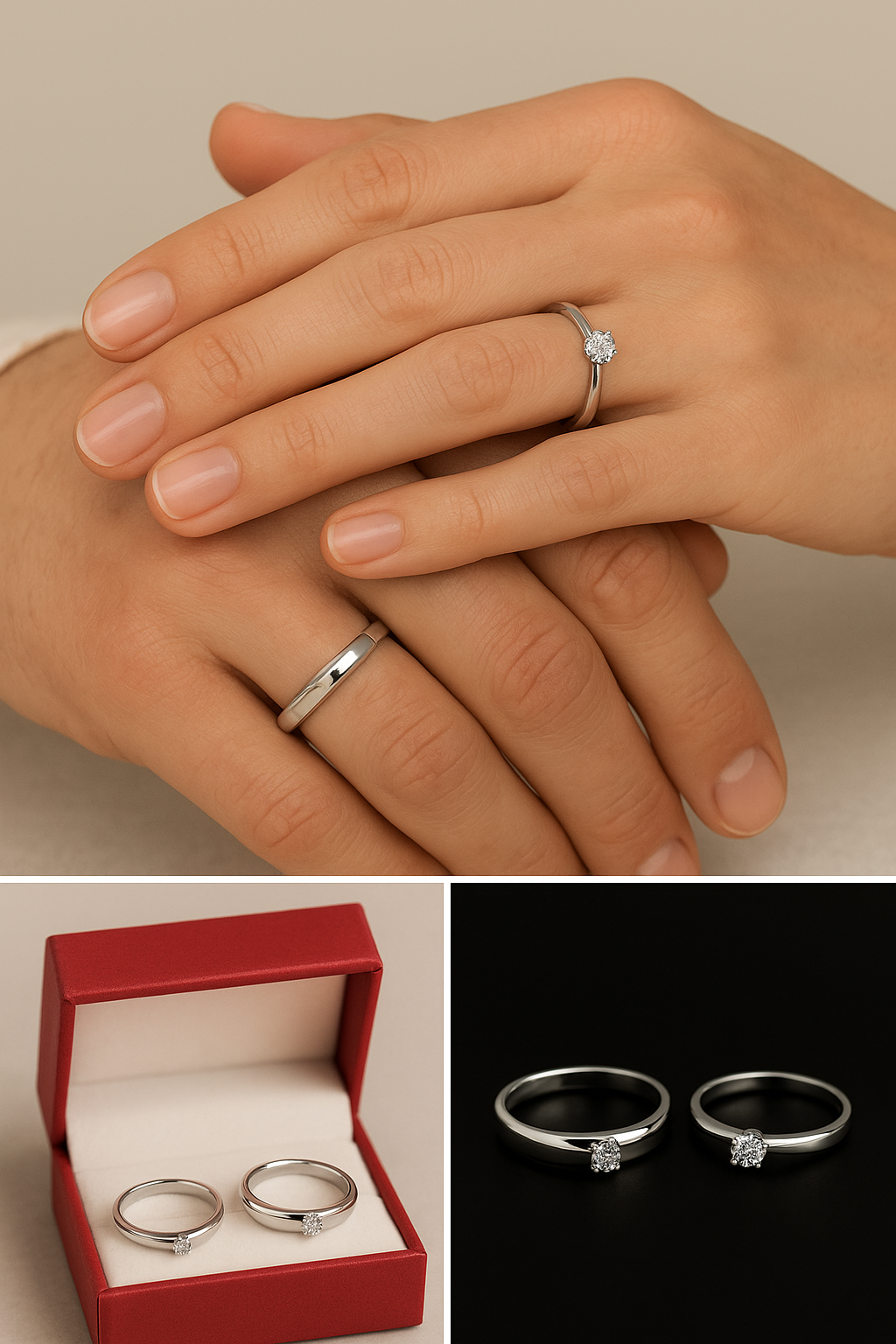 Adjustable Couple Promise Ring Set – Matching His & Her Love Bands