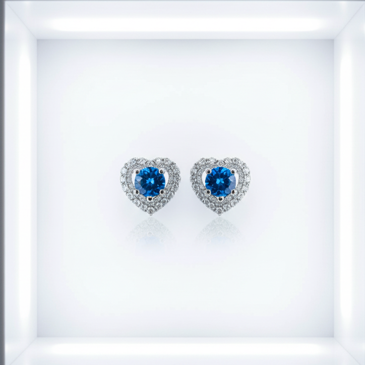 Blue Heart Crystal Earrings for Women – Elegant Sparkling Fashion Jewelry