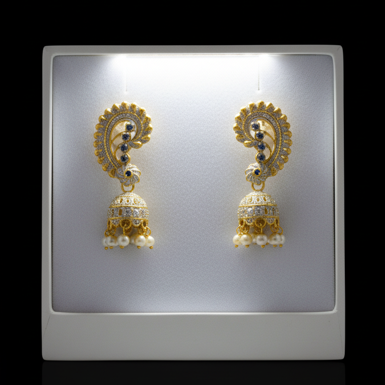 Elegant Gold Jhumka Earrings for Women – Pearl Drop Traditional Jewelry