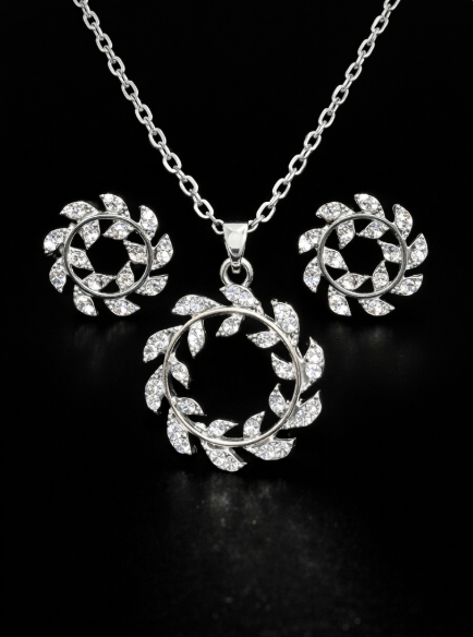 Elegant Leaf Circle Artificial Jewellery Set