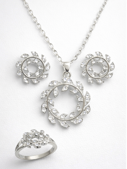 Elegant Leaf Circle Artificial Jewellery Set