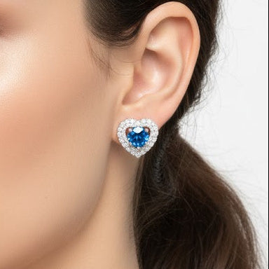 Blue Heart Crystal Earrings for Women – Elegant Sparkling Fashion Jewelry